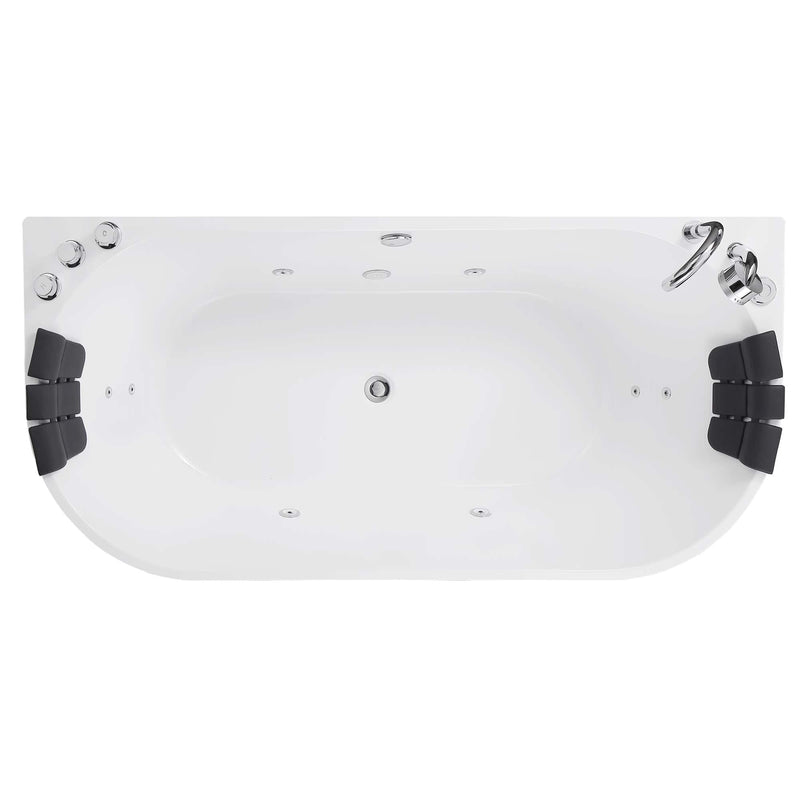 Empava EMPV-67AIS07 top view with headrests at both ends and center drain