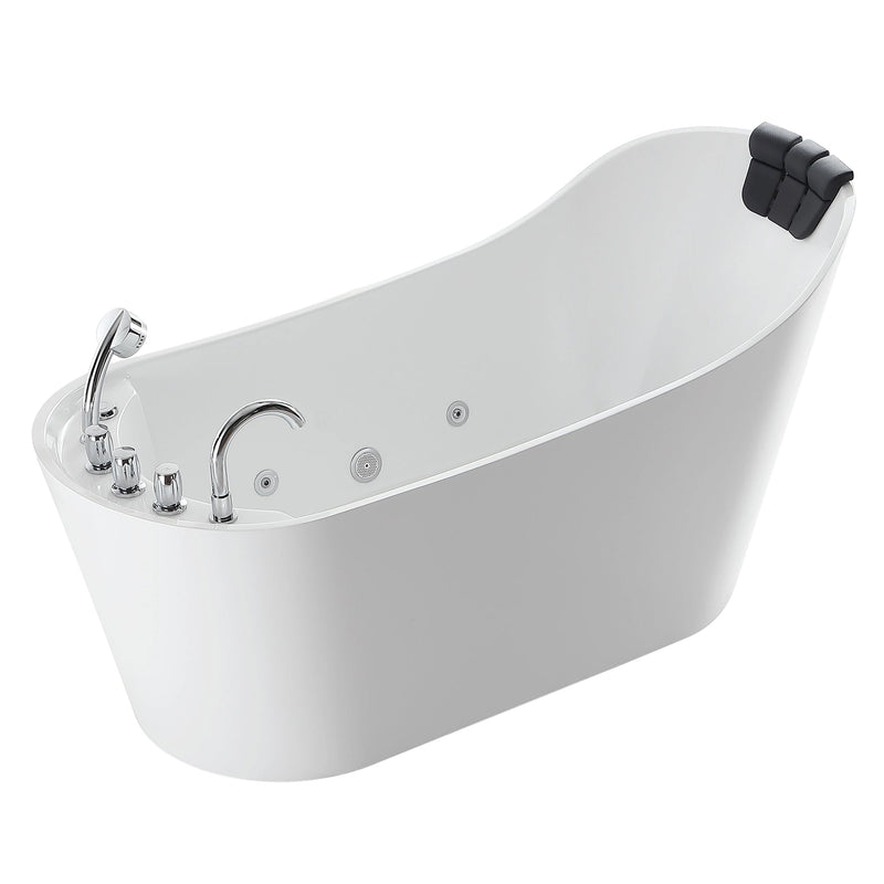 Empava EMPV-67AIS09 high-back whirlpool tub, three-quarter view, white background