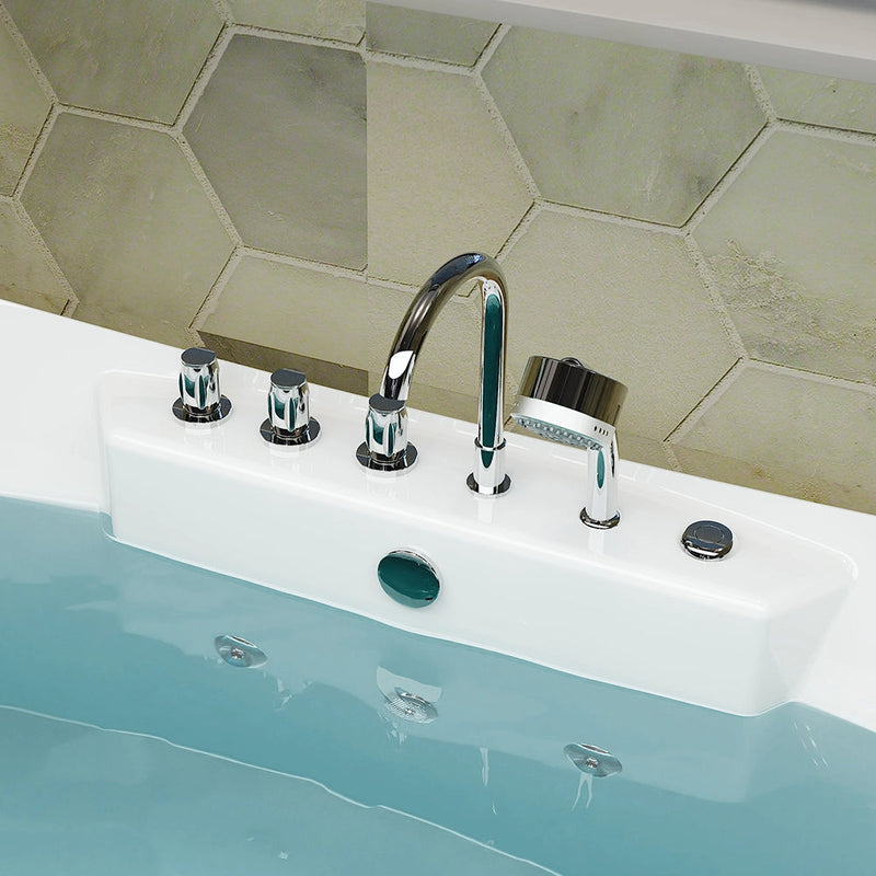 Empava EMPV-67AIS10 chrome faucet, hand shower and knobs on the center deck