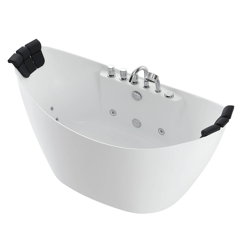 Empava EMPV-67AIS10 boat-shaped whirlpool tub, three-quarter view, white background