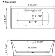Empava EMPV-67AIS16 dimension drawing, top and side views