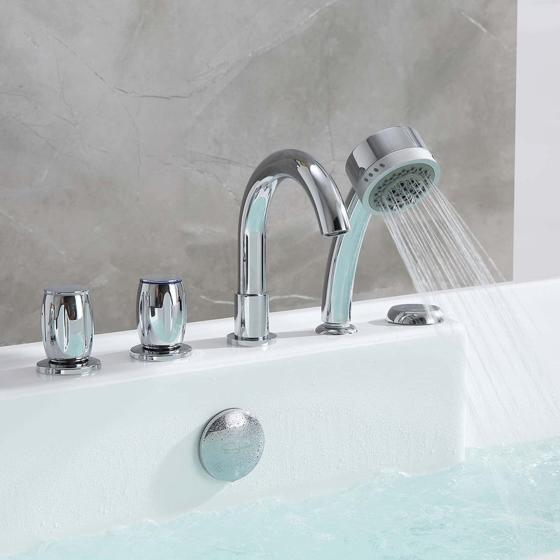 Empava EMPV-67AIS16 chrome faucet, hand shower and overflow close-up