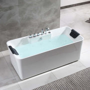 Empava EMPV-67AIS16 filled tub on light marble tile
