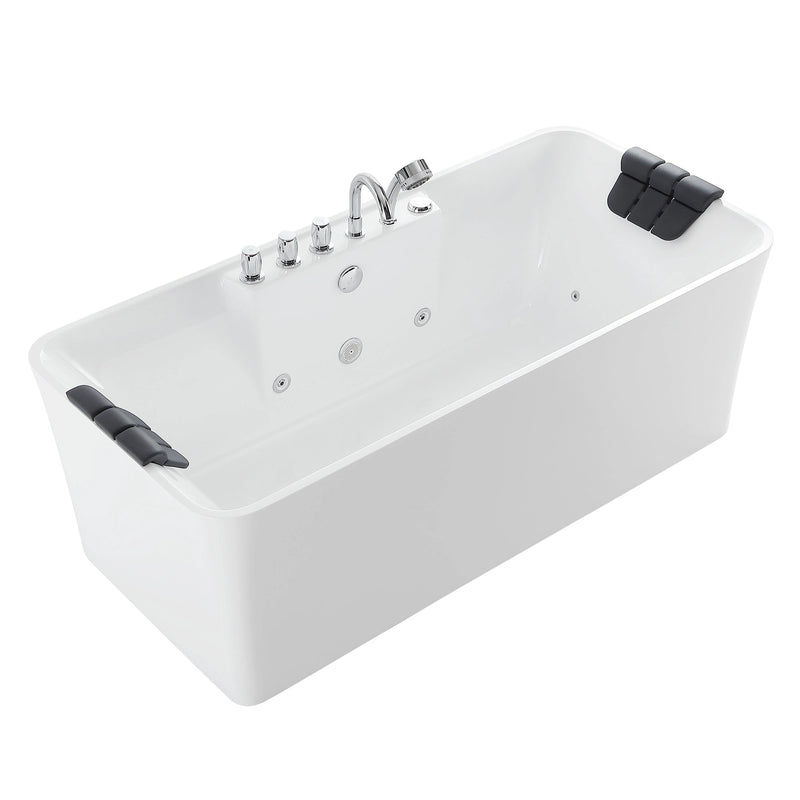 Empava EMPV-67AIS16 rectangle whirlpool tub, three-quarter view, white background