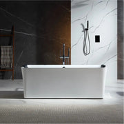 Empava EMPV-67AIS34-BK whirlpool tub, front view in a marble bathroom