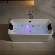 Empava EMPV-67AIS34-BK filled tub with purple LED light and black jets