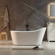 Empava EMPV-67AIS37-BN oval whirlpool tub, side view in a marble bathroom