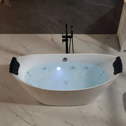 Empava EMPV-67AIS38-BN filled tub with LED light and headrests at both ends