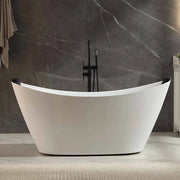 Empava EMPV-67AIS38-BN oval whirlpool tub, side view in a marble bathroom