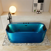 Empava EMPV-67DM01 blue tub viewed from the end showing jets and headrests