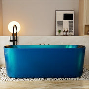 Empava EMPV-67DM01 Blue Diamond freestanding tub, front view in a bathroom