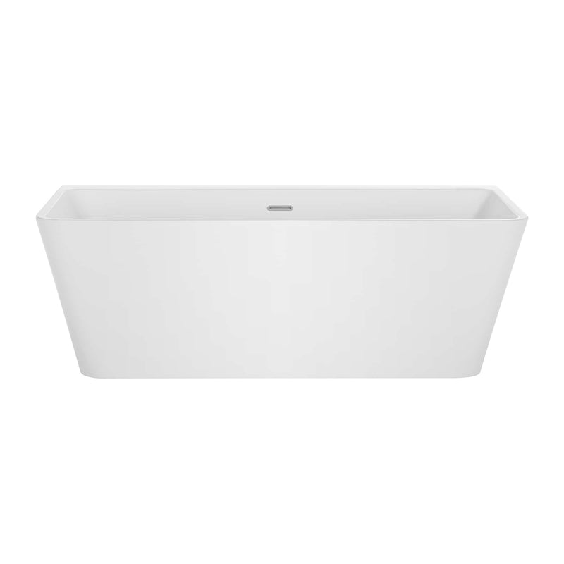 Empava EMPV-67FT1516 rectangular freestanding soaking tub, front view, white background