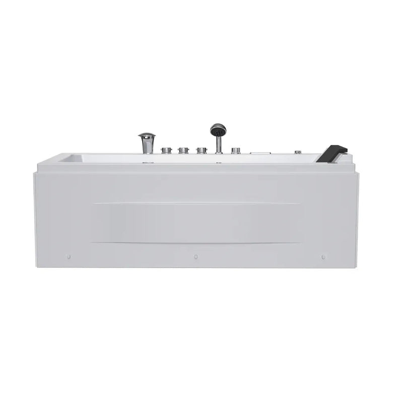 Empava EMPV-67JT351LED alcove tub apron and rim fixtures, front view on white