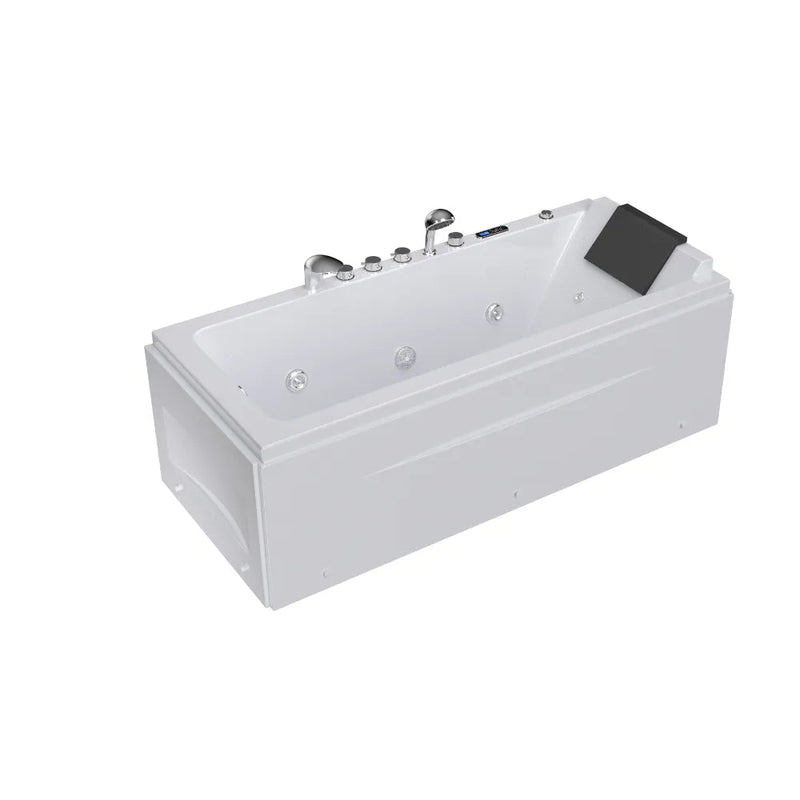 Empava EMPV-67JT351LED alcove combination massage tub, three-quarter view, white background
