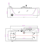Empava EMPV-67JT408LED dimension drawing with side and top views and measurements