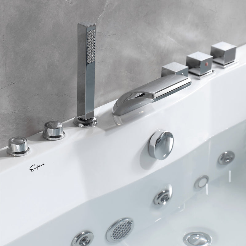 Empava EMPV-67JT408LED hand shower, waterfall spout and valves on the rim