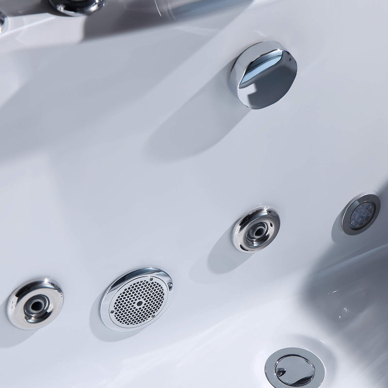 Empava EMPV-67JT408LED chrome jets, suction cover and drain close-up