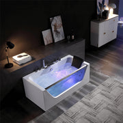 Empava EMPV-67JT408LED tub with LED light on, elevated view