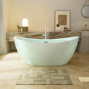 Empava EMPV-68DM03 jade freestanding tub, front view in a bathroom
