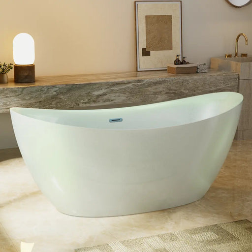 Empava EMPV-68DM03 Pearlescent Jade freestanding soaking tub, three-quarter view