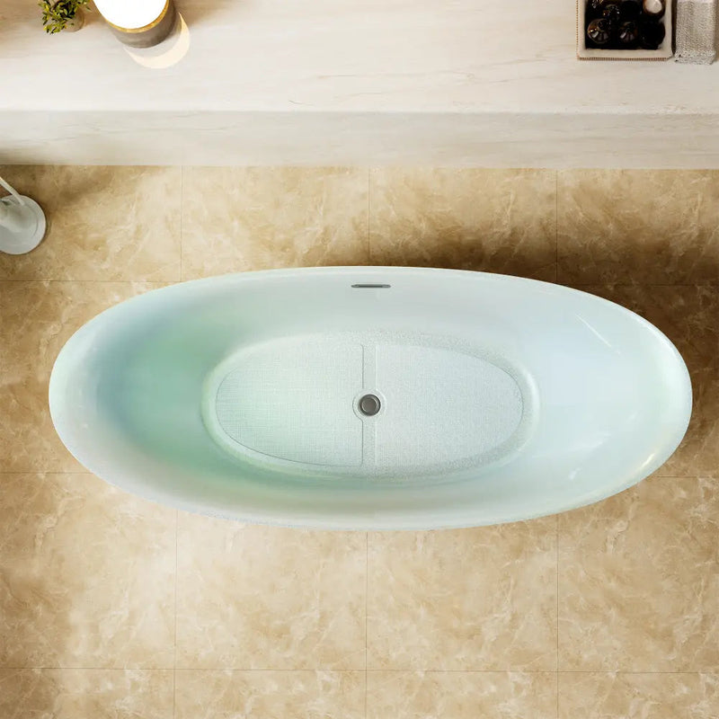 Empava EMPV-68DM03 top view showing the oval basin and center drain