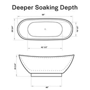Empava EMPV-69FT1603 dimension drawing with soaking depth and overall measurements