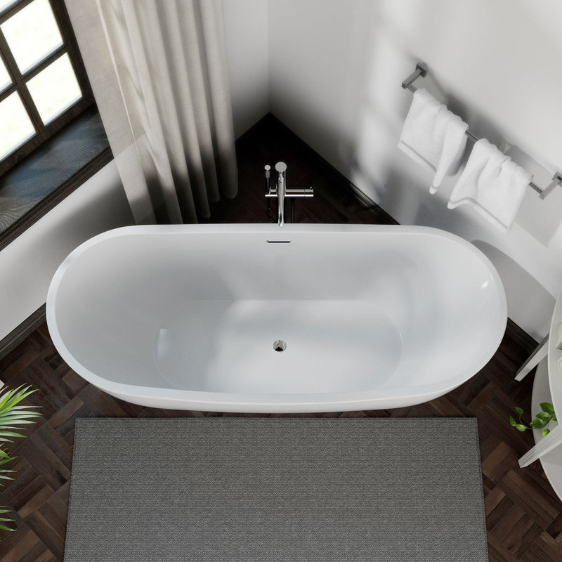 Empava EMPV-69FT1603 top view in a corner, center drain visible