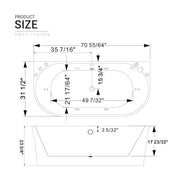 Empava EMPV-71AIS08 dimension drawing, top and side views