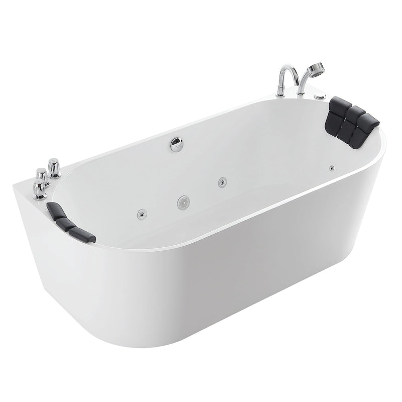 Empava EMPV-71AIS08 double-ended whirlpool tub, three-quarter view, white background