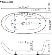Empava EMPV-71AIS14 dimension drawing, top and side views