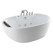 Empava EMPV-71AIS14 oval whirlpool tub, three-quarter view, white background