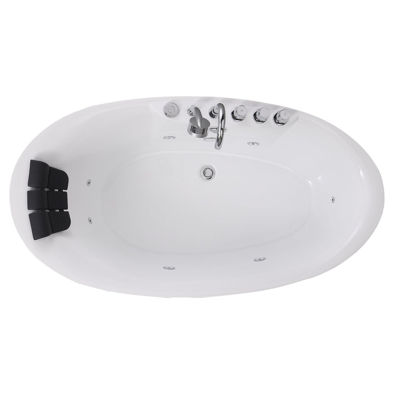 Empava EMPV-71AIS14 top view showing headrest, jets and center drain