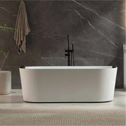 Empava EMPV-71AIS35-BK whirlpool tub, front view in a marble bathroom