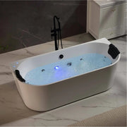 Empava EMPV-71AIS35-BK filled tub with blue LED light and black jets