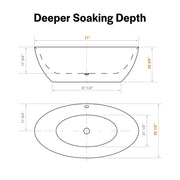 Empava EMPV-71FT1503 dimension drawing with soaking depth and overall measurements
