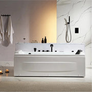 Empava EMPV-71JT351-BK alcove combination massage tub with black fixtures, front view