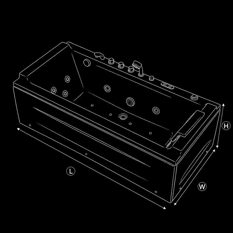 Empava EMPV-71JT351 line drawing marking length, width and height