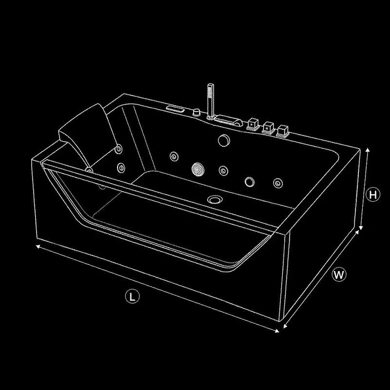 Empava EMPV-71JT408-BK line drawing marking length, width and height