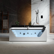 Empava EMPV-71JT408-BN alcove whirlpool tub with glass panel and brushed nickel fixtures, front view