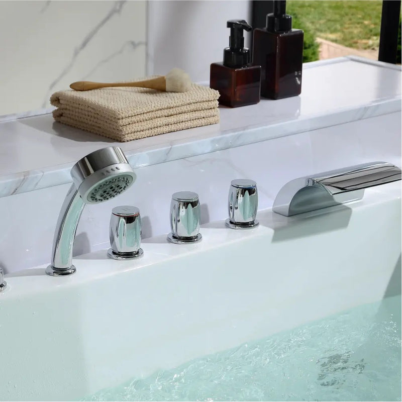 Empava EMPV-71JT618L chrome hand shower, valves and waterfall spout