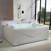 Empava EMPV-71JT618L two-person alcove whirlpool tub with headrests on the left, three-quarter view