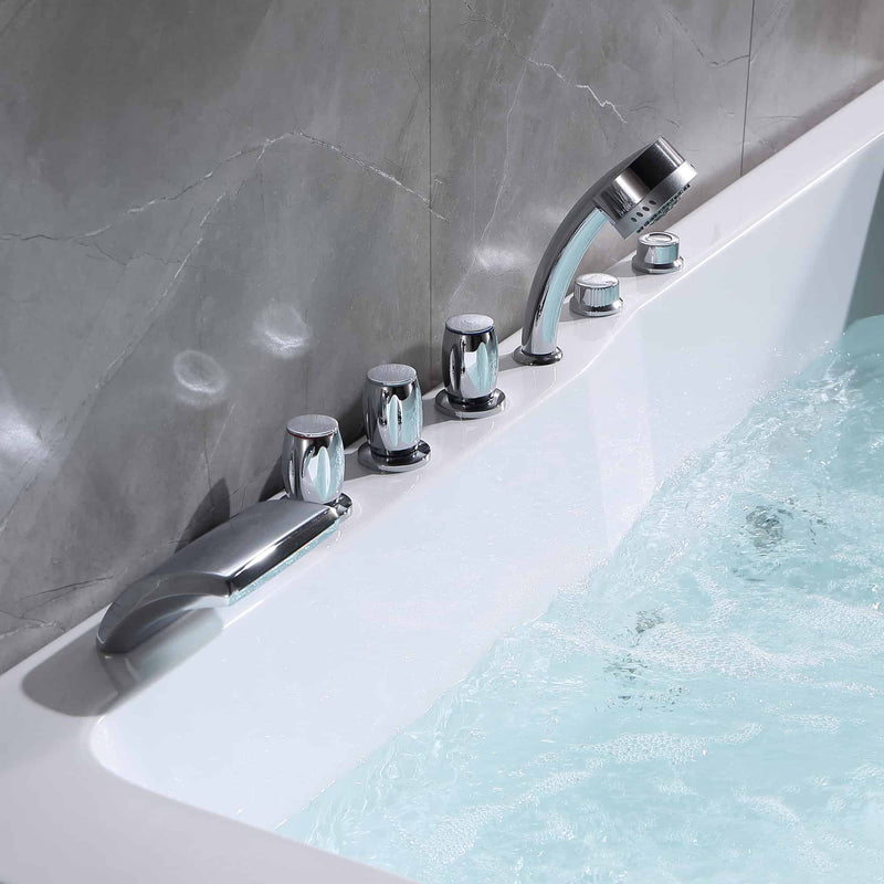 Empava EMPV-71JT667B chrome spout, valves and hand shower on the rim