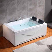 Empava EMPV-71JT667B two-person tub filled in a tiled bathroom