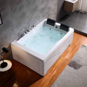 Empava EMPV-71JT667B two-person tub with jets running, elevated view