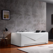 Empava EMPV-71JT667B alcove tub in a modern bathroom, front view