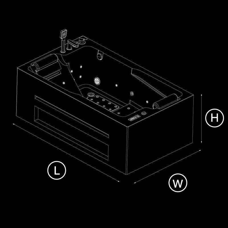 Empava EMPV-71JT802 line drawing marking length, width and height