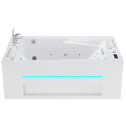Empava EMPV-71JT802 alcove tub apron with LED strip, front view on white