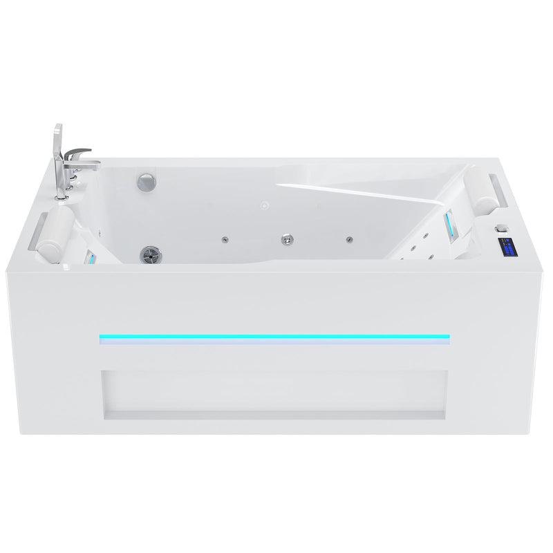 Empava EMPV-71JT802 alcove tub apron with LED strip, front view on white