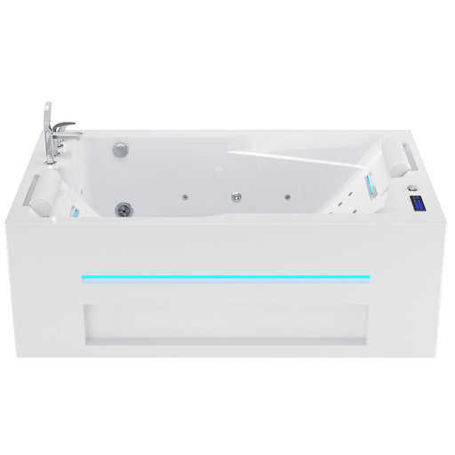 Empava EMPV-71JT802 alcove tub apron with LED strip, front view on white