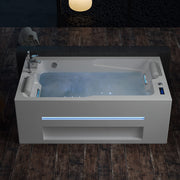 Empava EMPV-71JT802 two-person tub in a dark bathroom, elevated view